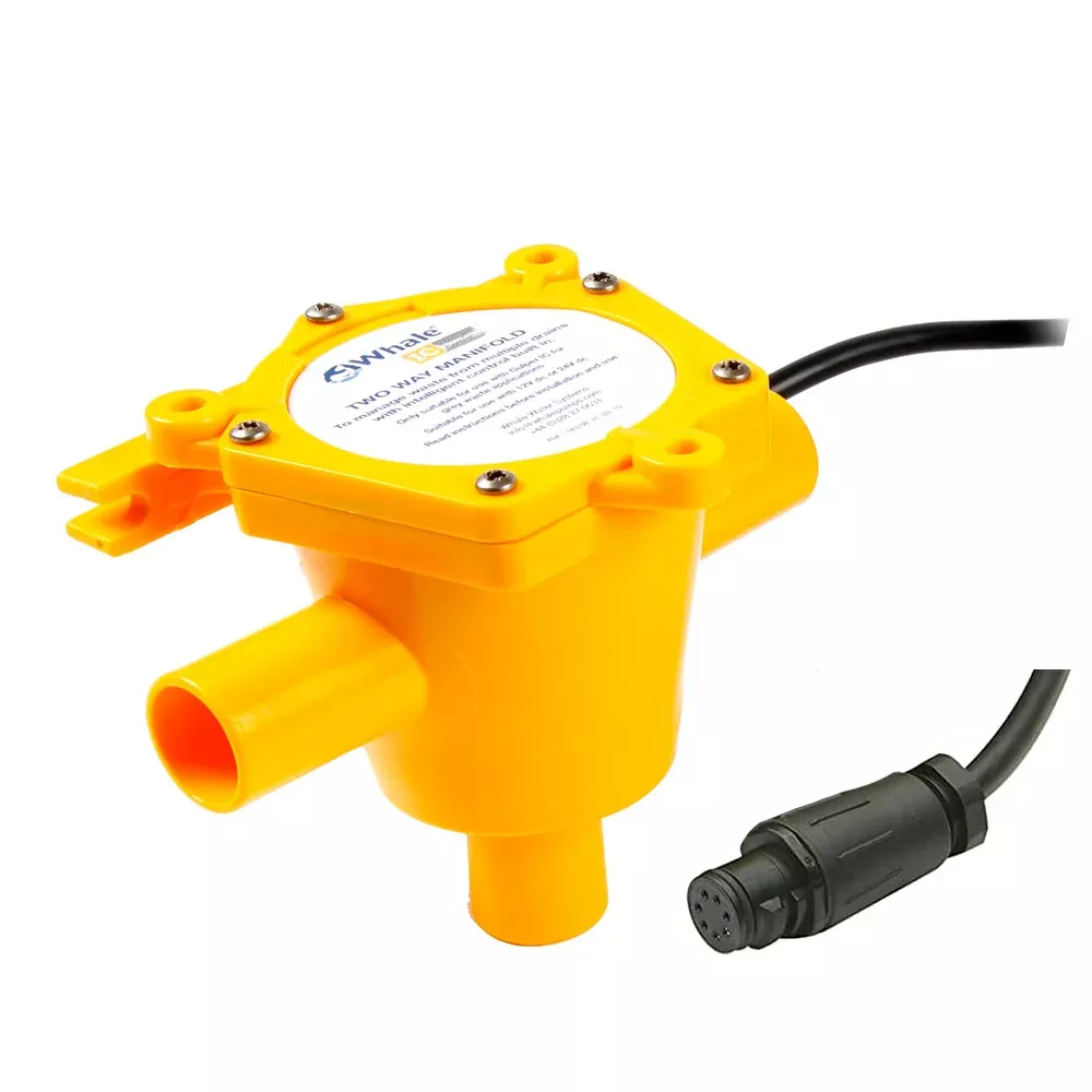 Whale 2-Way Waste Manifold – 12 Cable – 3/4 Ports