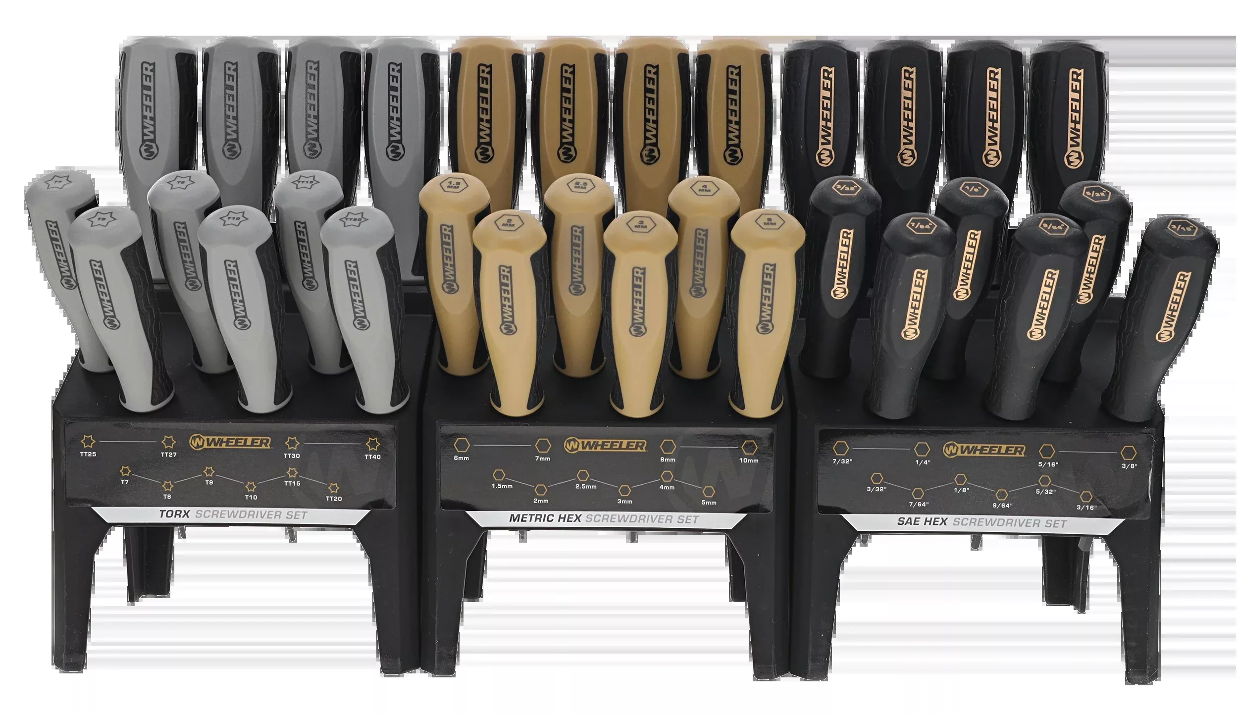 Wheeler 30-Piece Hex and Torx Benchtop Screwdriver Set with Rubber Handles and Stand 4002882