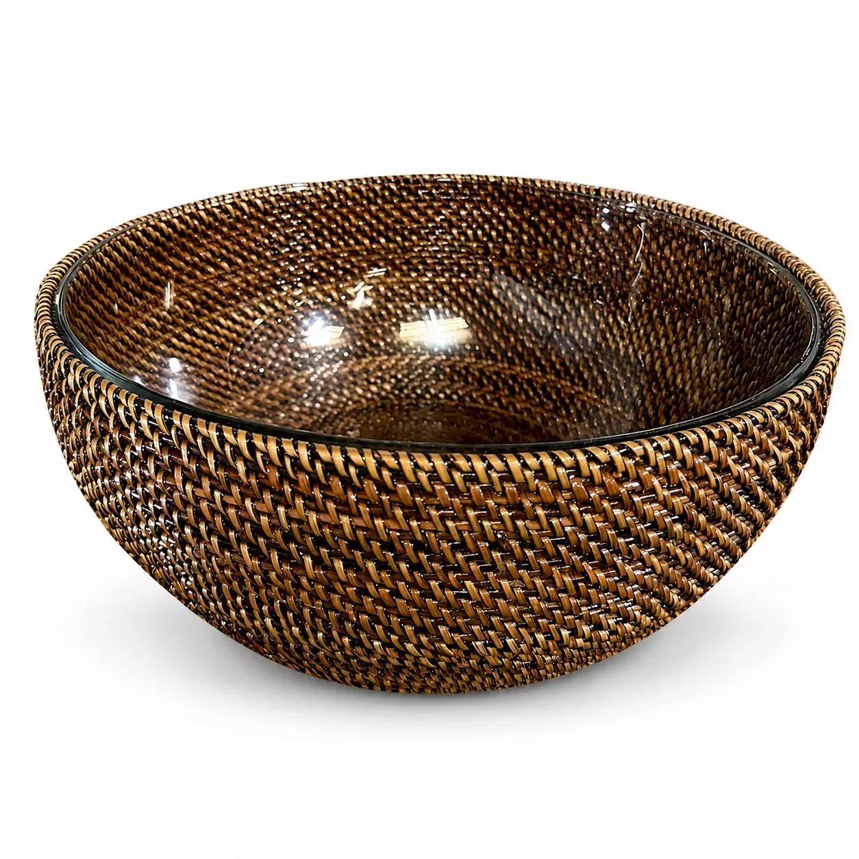Wicker Salad and Serving Bowl with Glass 4QT Bowl