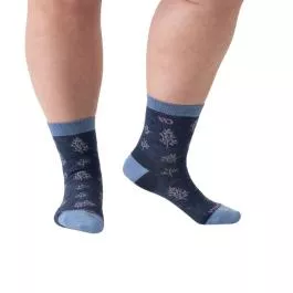 Wide Open Socks Women's Foliage Lightweight Micro Crew Socks - Denim - M