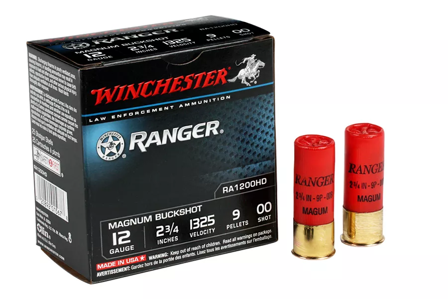 Winchester 12 GA 2 3/4 9 PEL. Ranger 00 Buck 25/Box