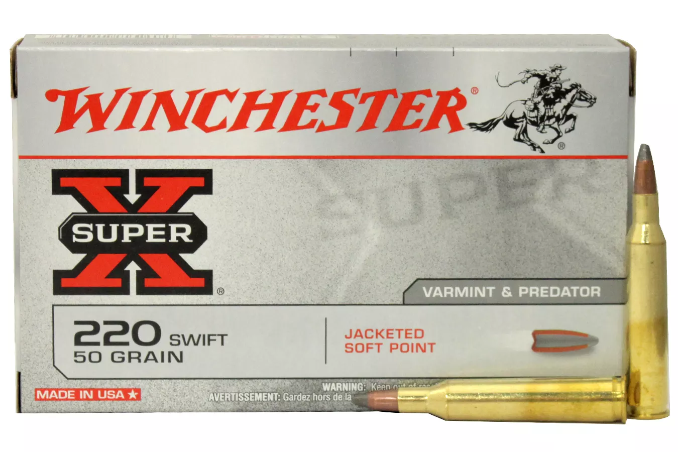 Winchester  220 Swift 50 gr Jacketed Soft Point Super X 20/Box