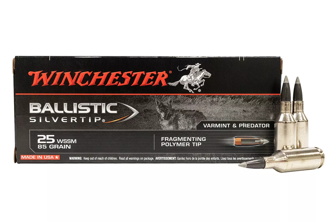 Winchester  25 WSSM 85 gr Fragmenting Polymer Tip Ballistic Silvertip 20/Box