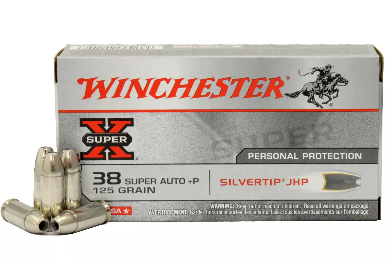 Winchester 38 Super +P 125 gr Silvertip JHP Super X 50/Box