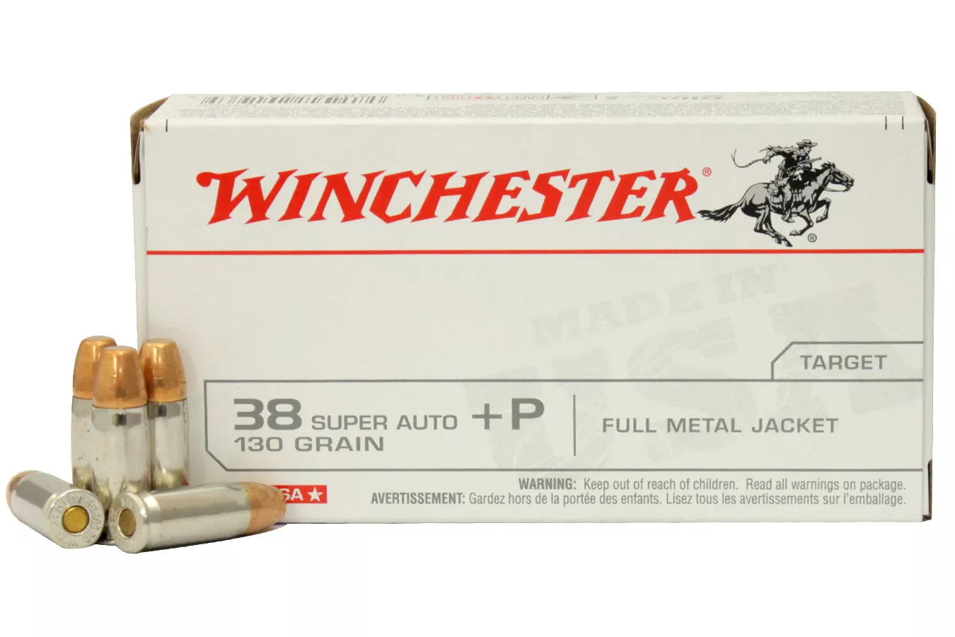 Winchester 38 Super +P 130 gr Full Metal Jacket FMJ 50/Box