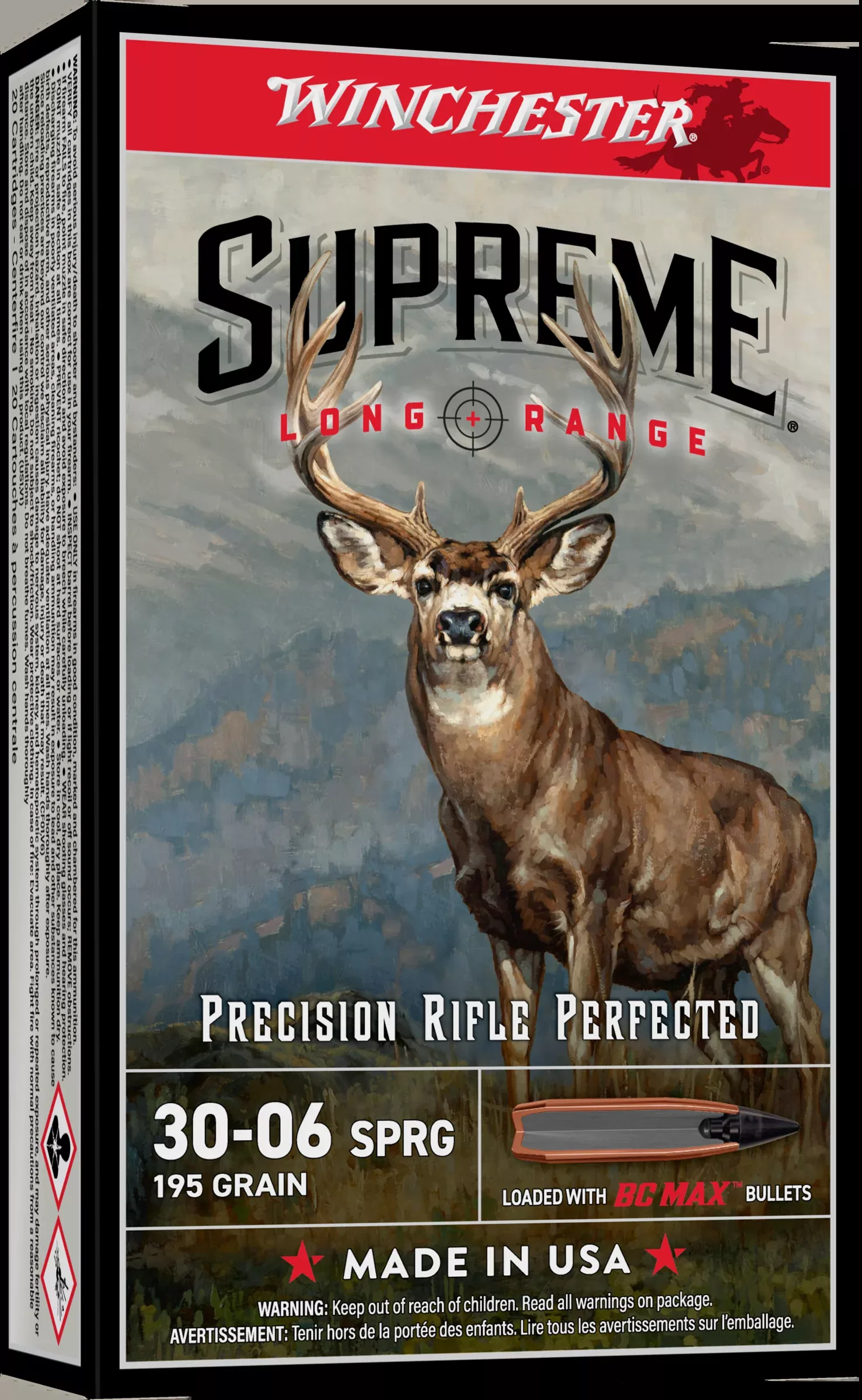 Winchester Supreme Long Range 30-06 Springfield 195gr BC Max Polymer Tip Ammo S3006BC