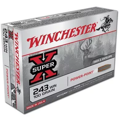 Winchester X2432 SuperX 243 100 GR Power Point 20 Rounds