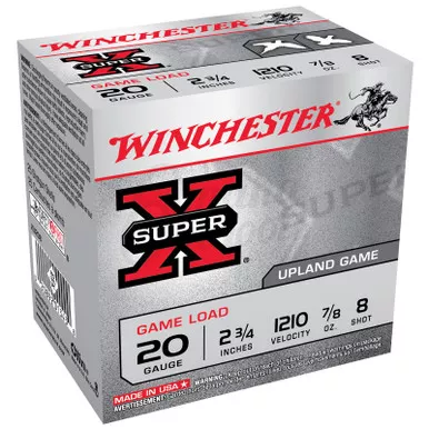 Winchester XU208 SuperX Game Load 20 Gauge 2.75″ 7/8 oz 8 Shot 25 Rounds