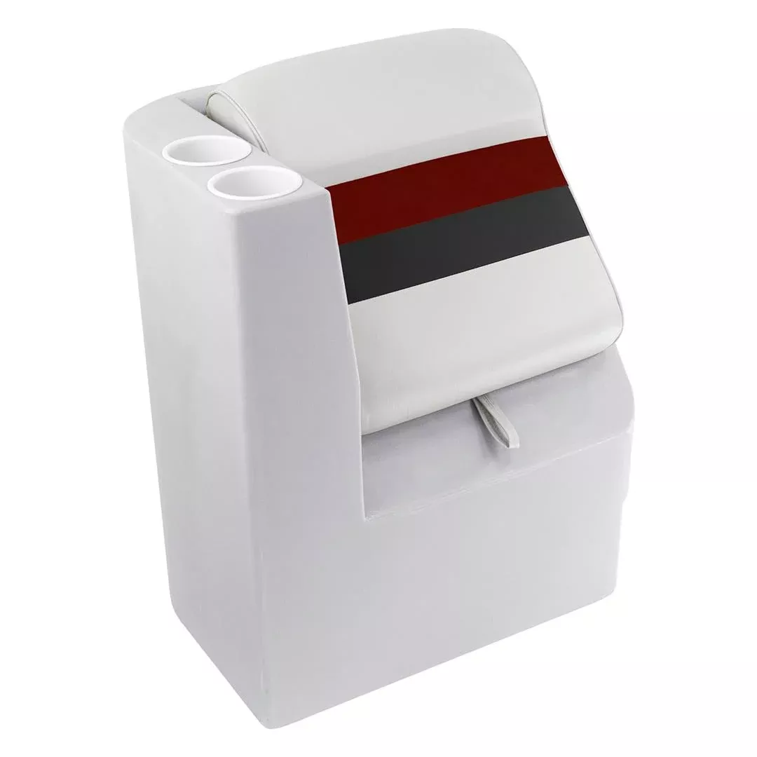 Wise Deluxe Series Pontoon Left Radius Lean Back Recliner, White/Red/Charcoal• 8WD1305L-1009