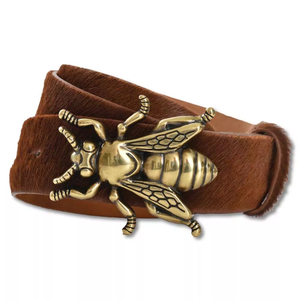 Women's 1 1/2” Calf Hair Bee Buckle Belt