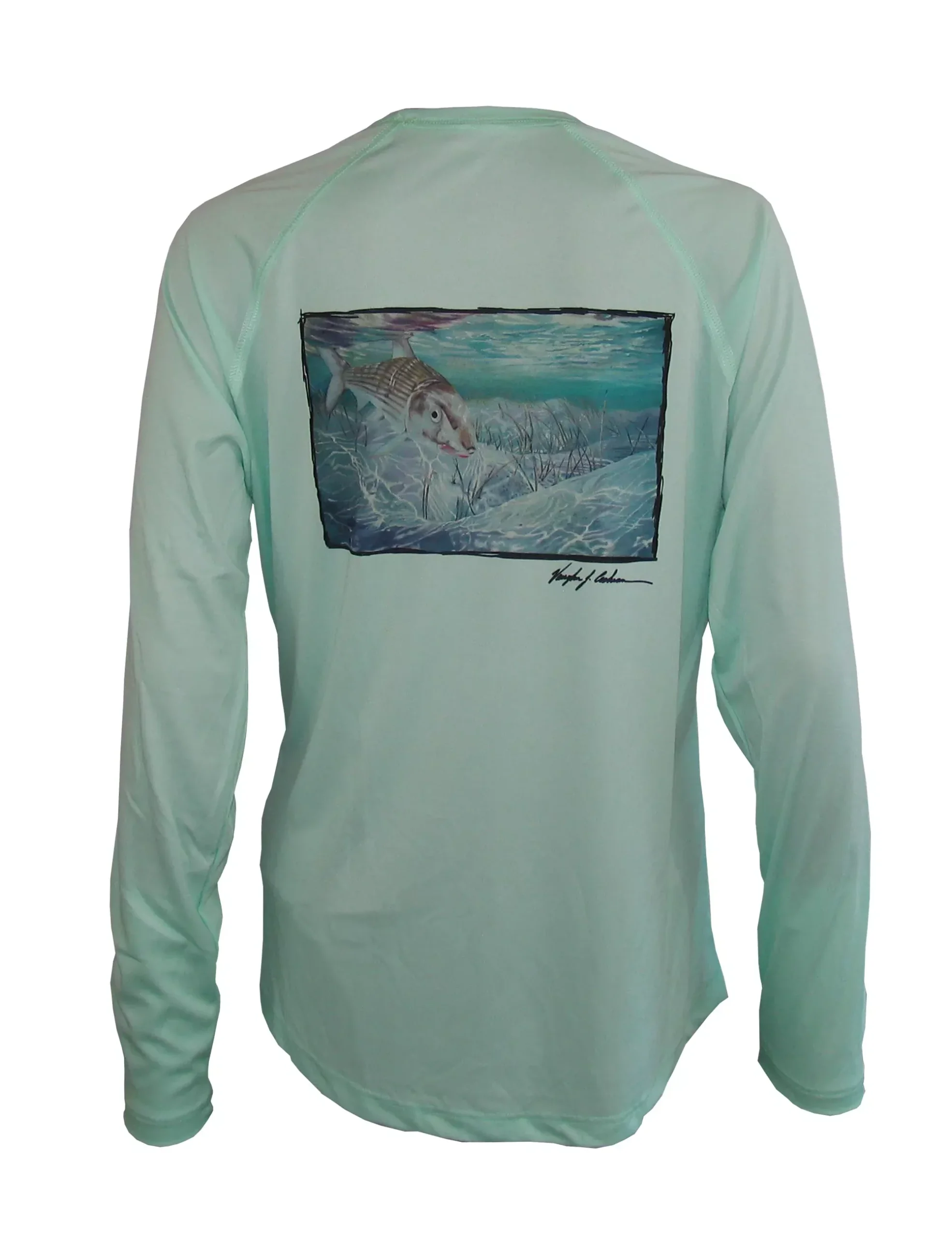 Women’s Sun Protective Fishing Shirt Seafoam Green/Bonefish