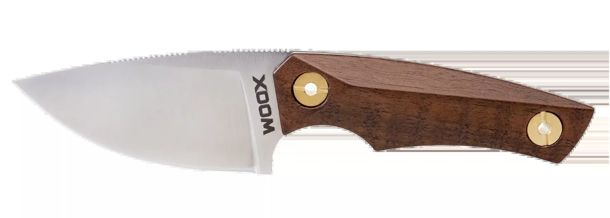 WOOX LLC Bad Boy Fixed Blade Knife, D2 Tool Steel Drop Point, Walnut Handle with Brass, BU.KNF030.01