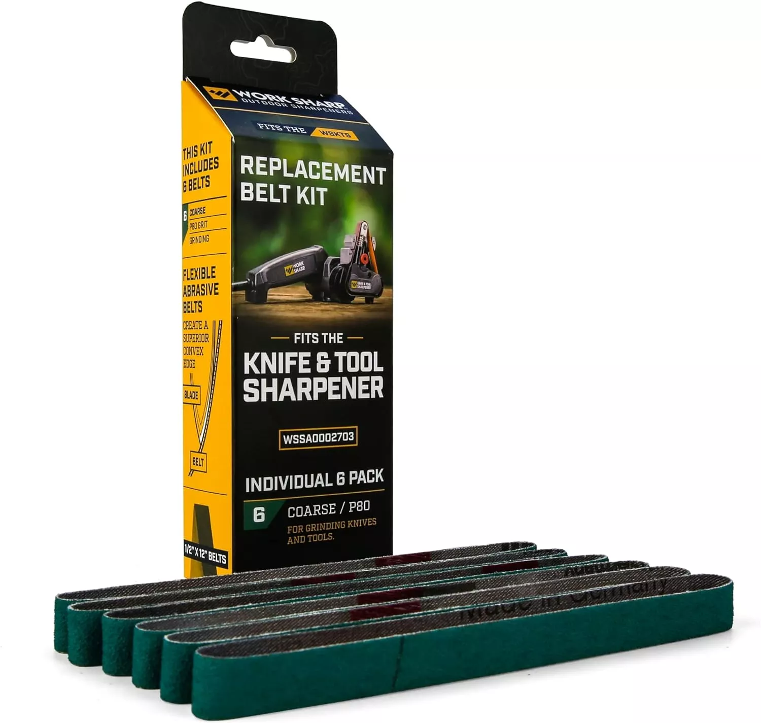 Work Sharp Knife And Tool Sharpener P80 Extra Coarse Grit Replacement Belt Kit #WSSA0002703