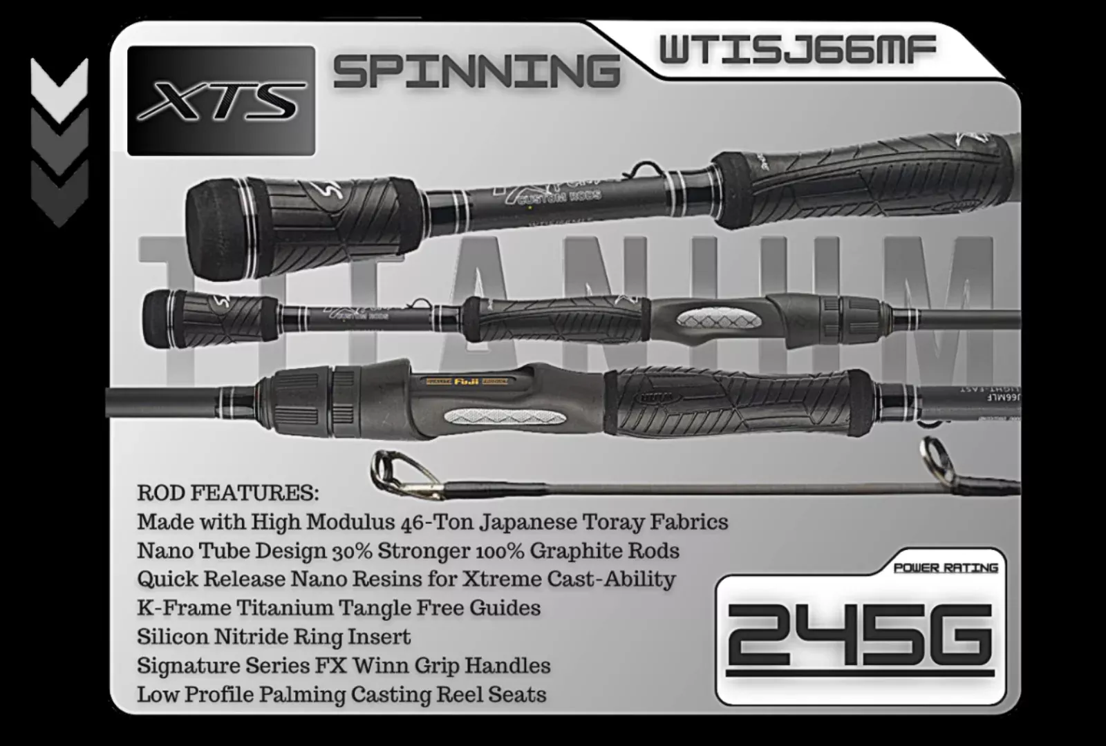 WTISJ66MF 6’6″ Medium Fast Spinning Rod**TITANIUM SERIES**