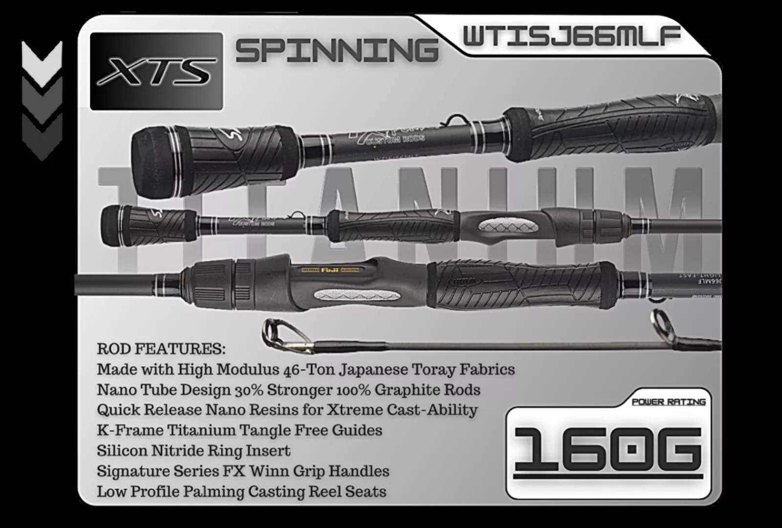 WTISJ66MLF 6’6″ Medium Light Fast Spinning Rod**TITANIUM SERIES**