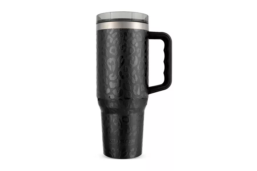 Yukon Outfitters 40 oz Black Leopard Tumbler with Handle